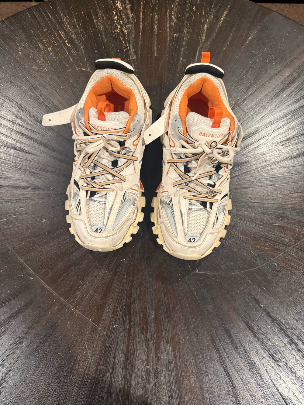 Balenciaga Men's Chunky Sneakers - White & Orange - Picture 2 of 9